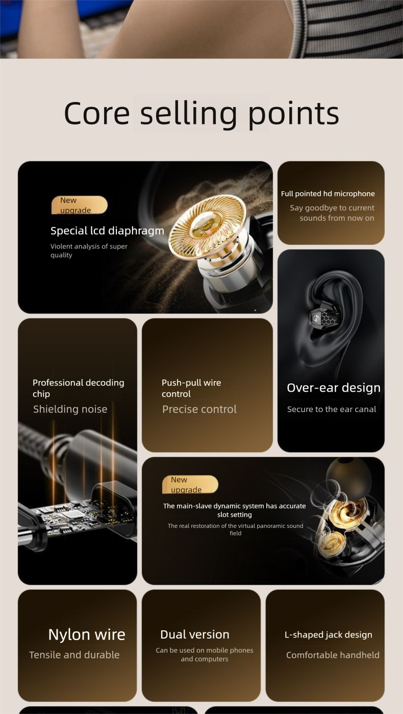 Zhu Lin Niao Qilin ZG1 Gaming Headet Wired In-Ear Univeral For Mobile Phone And Computer With Microphone HIFI_voghion.com