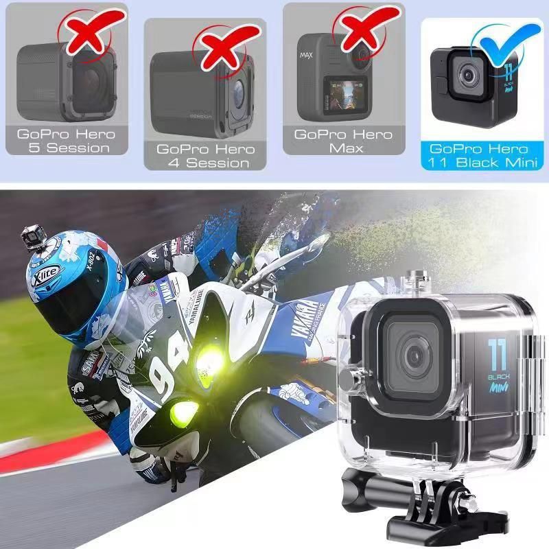 Klarer PC 60M Unterwasser-Tauchkoffer Tauchzubehörkäfig Kompaktes wasserdichtes Gehäuse für GoPro 11 Mini Black Action_voghion.com