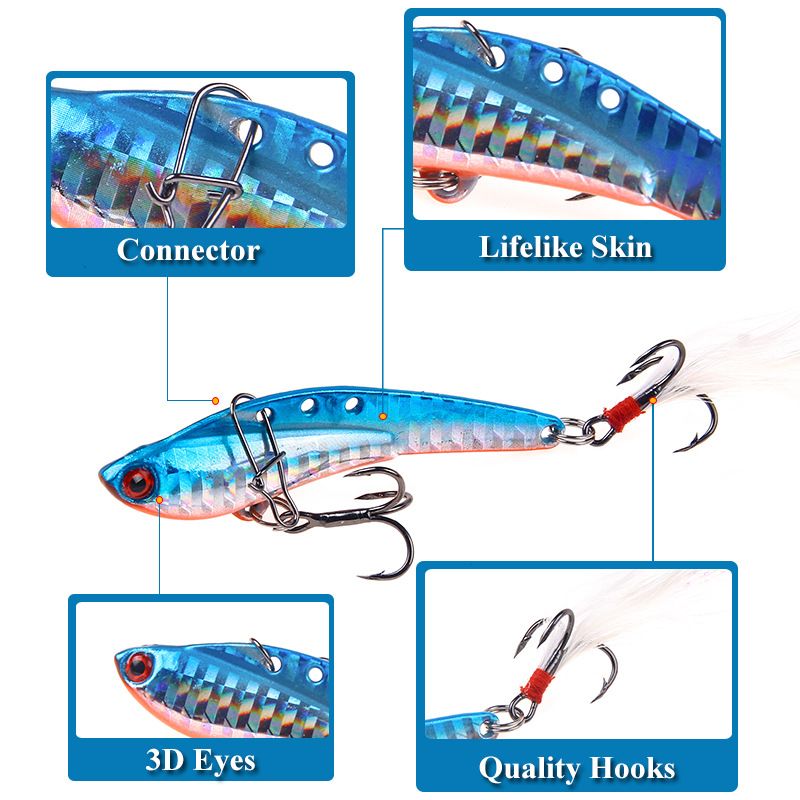 Lure Bait Dragon Tooth Vib Sequins Long Throw Dzelzs plāksne Metāls ar spalvu āķi Saldūdens jūras zvejas asari ēsma_voghion.com