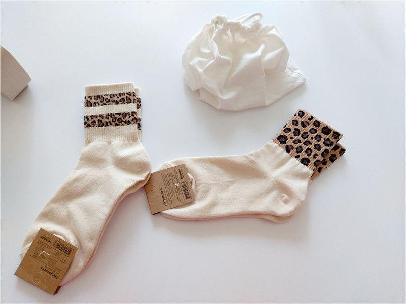 South Korea imported kikiyasocks spring, autumn and winter women's leopard print mid-calf cotton socks W-C-046_voghion.com