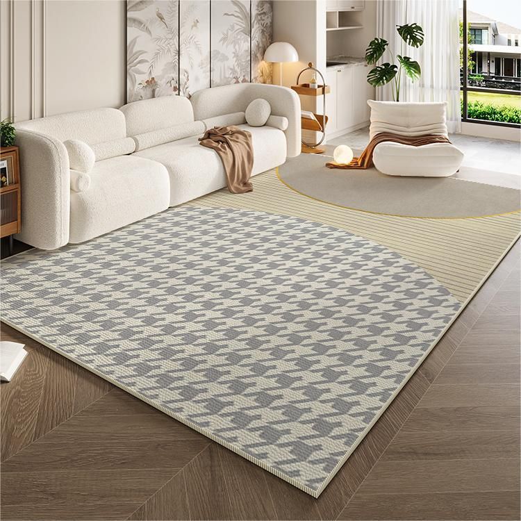 Tapis de salon de style crème léger et luxueux, tapis de sol antidérapant, imperméable et lavable, pour table basse, chambre à coucher, couverture de chevet_voghion.com