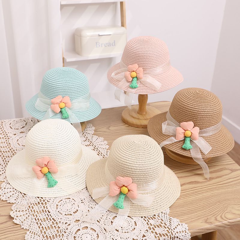 Set di borse di paglia estive per bambine con protezione solare per bambini, dolce e carina bambina, cappello parasole a tesa larga, cappello alla moda_voghion.com