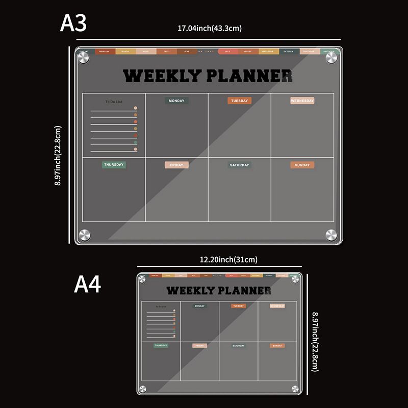 Acryl Whiteboard Uitwisbaar Berichtbord Schrijfbord Huishoudelijke Week- en Maandplanner Koelkast Magnetisch Bord Whiteboard_voghion.com