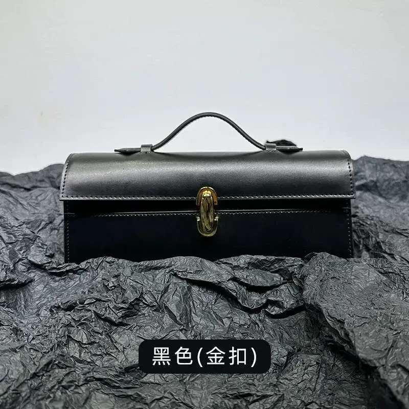 Brand Genuine Leather Tote New Women's Simple Handbag Small Square Baguette Bags High Quality Savette Symmetry Slim Bag_voghion.com