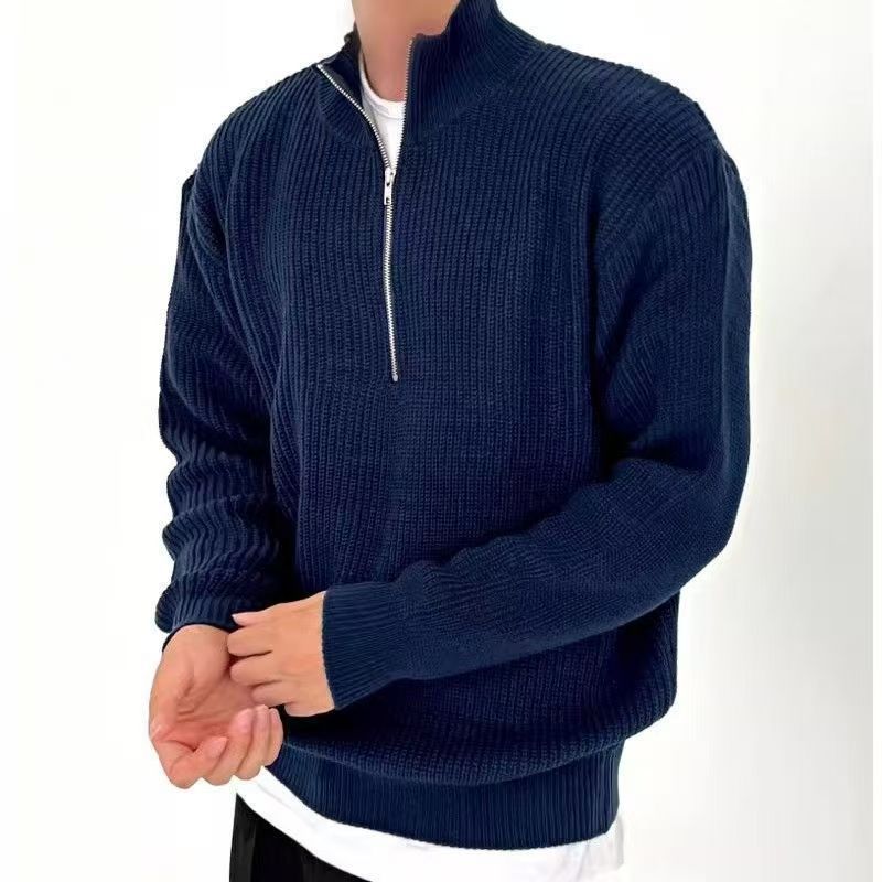 Perlen-Halbreißverschluss-Strickjacke für Herren – Leichtes koreanisches Lagenteil (4 Farben, M-XXXL)_voghion.com