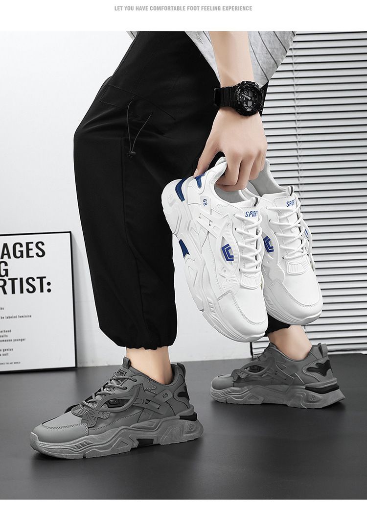 Herbst Neue atmungsaktive weiße Sneakers Herren Trendy Vielseitige, höhenverstärkende Sport- und Freizeitschuhe für den Laufsport_voghion.com