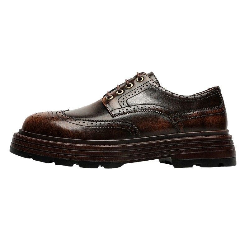 Brogue Carved Business Casual Men Derby Genuine Leather British Wedding Formal Suit Men's Shoes_voghion.com