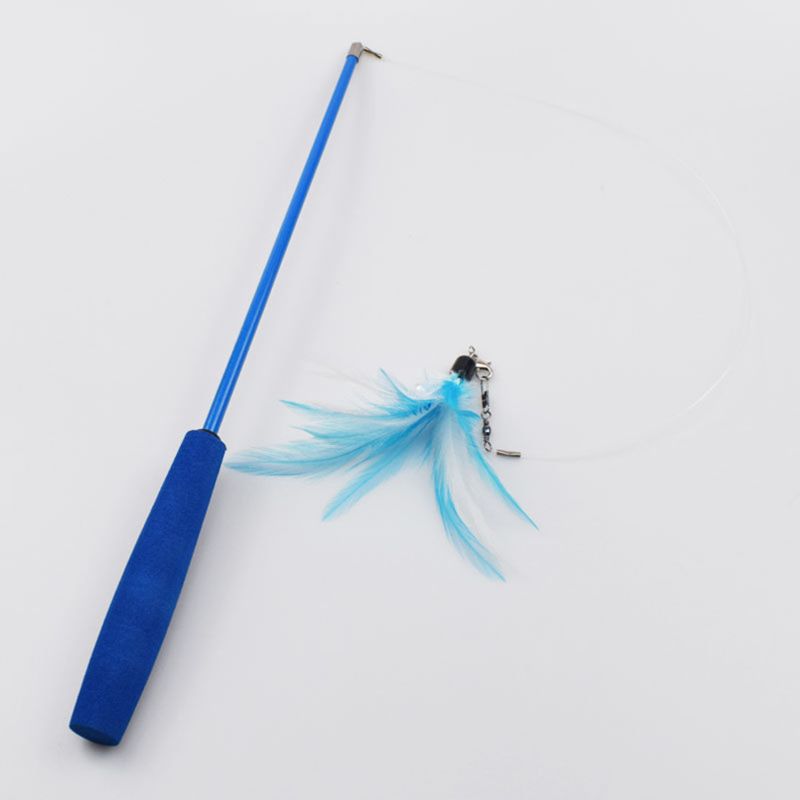 Cat Teaser Wands Three-section Telescopic Fishing Pole Wand Kitten Funny Catcher Teaser Stick Rod Interactive Stick Teaser Toys_voghion.com