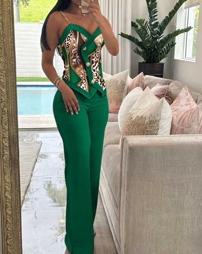 Women's Clothing Fashion Double Breasted Suspender Suit Women's Suit_voghion.com