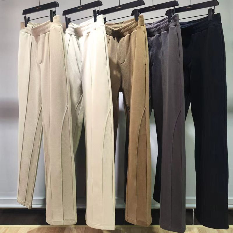 Streetwear Oversized Drawstring Joggers – Unisex Cotton Blend Cargo Pants With Patchwork & Flared Hem (Black/Charcoal/Brown/Beige/Light Coffee)_voghion.com