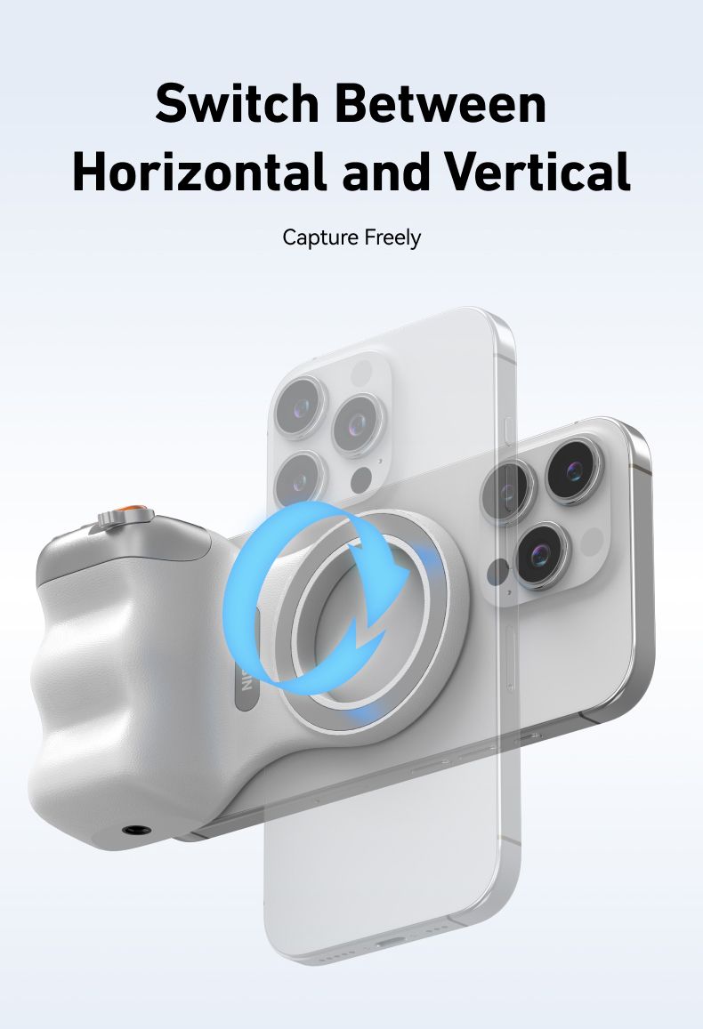 Fun Shot Magnetic Grip, Ergonomic Style Phone Camera Grip With Detachable Remote, Expandable Functionality For_voghion.com