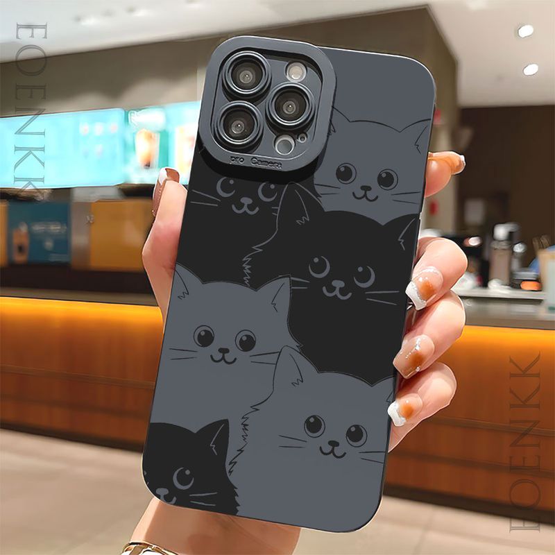 Nuova custodia per telefono Catoon Black Cat Design per iPhone 16 15 Pro Max 14 13 12 11 Pro XS X XR 7 8 Plus SE antiurto Bumper Back Cover_voghion.com