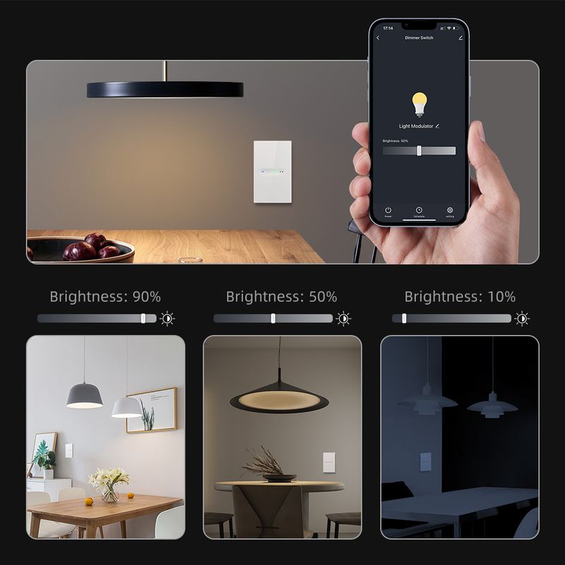 Interruttore dimmer intelligente WiFi AVATTO, design con scanalature, telecomando APP Tuya, funziona con Alexa Google Home_voghion.com