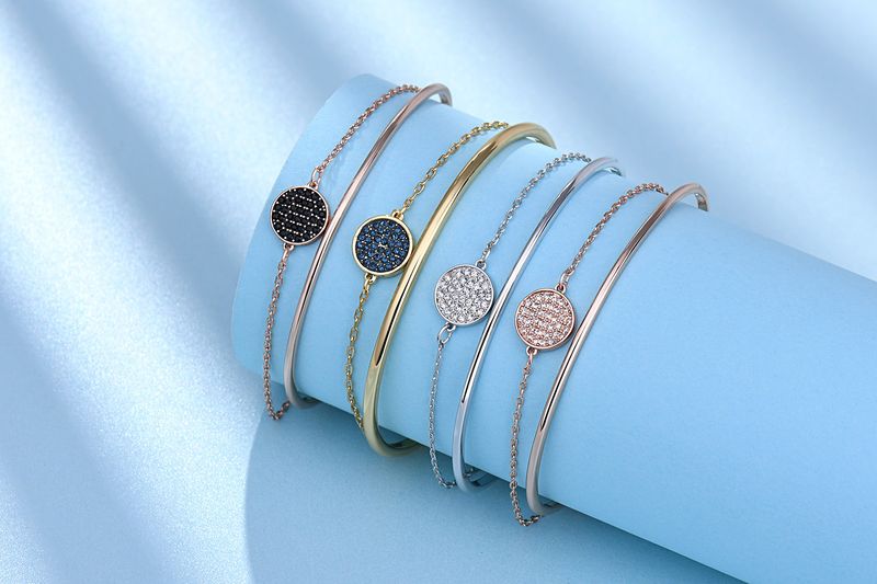 Pulseira de raquete de tênis empilhável dois em um ouro rosa_voghion.com