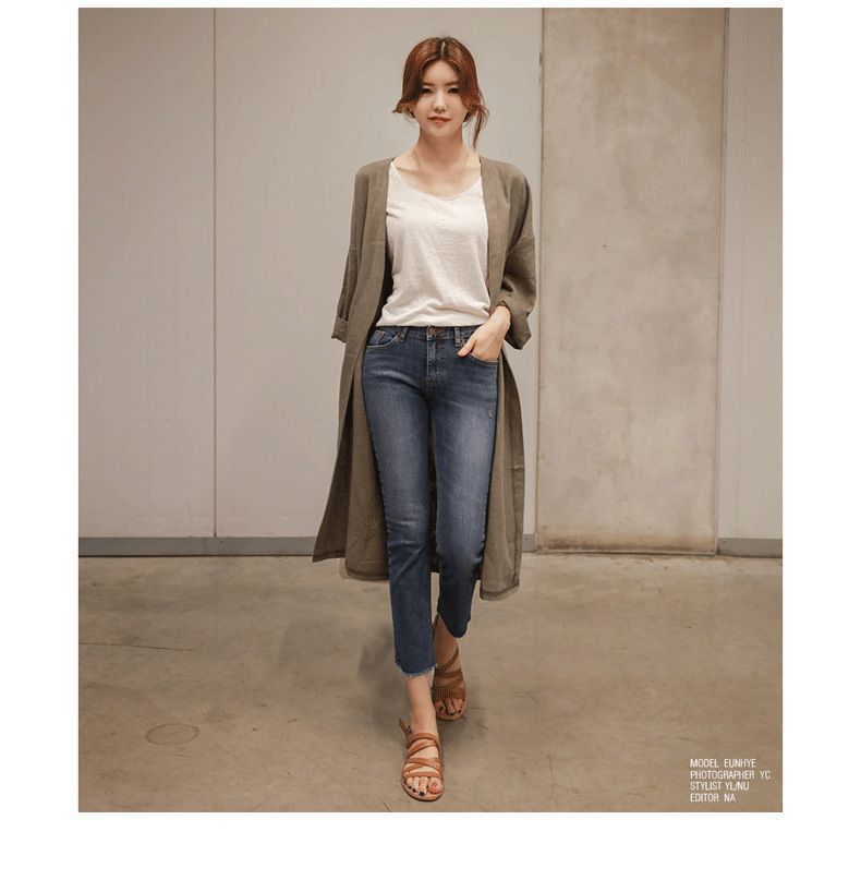 8852025 Printemps Nouveau Lâche Grand Coton Et Cardigan Moyen À Lin Manches Longues Manteau Tendance_voghion.com