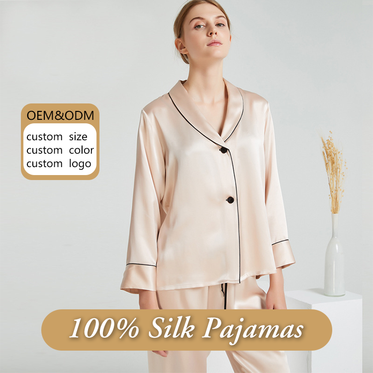 Set pigiama naturale da uomo in 100% seta di gelso a maniche lunghe in due pezzi_voghion.com