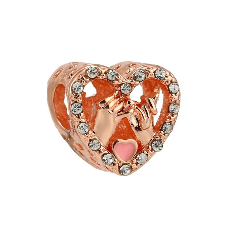 Accessori per gioielli fai da te, ciondolo a forma di cuore in oro rosa, accessori per gioielli con perline, lettere con perline_voghion.com