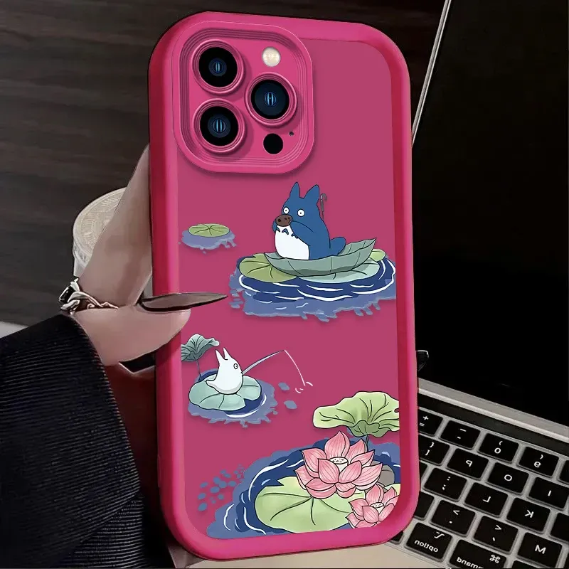 Shockproof Phone Case For IPhone 16 ProMax 15 14 13 12 11 Pro Max XS X XR 8 7 Plus SE 2020 Liquid Silicone Cute T-TotoroS Cover_voghion.com