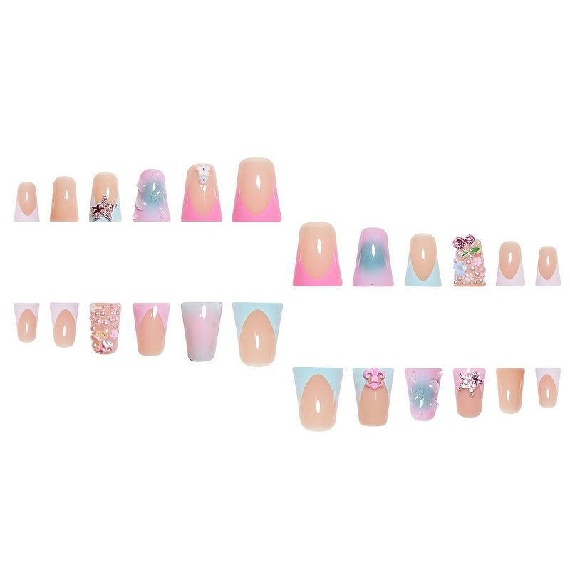 Bellezza e salute, dolce, fresco, glitterato, strass, texture a forma di cuore, indossabile, unghie finte medie a becco d'anatra_voghion.com