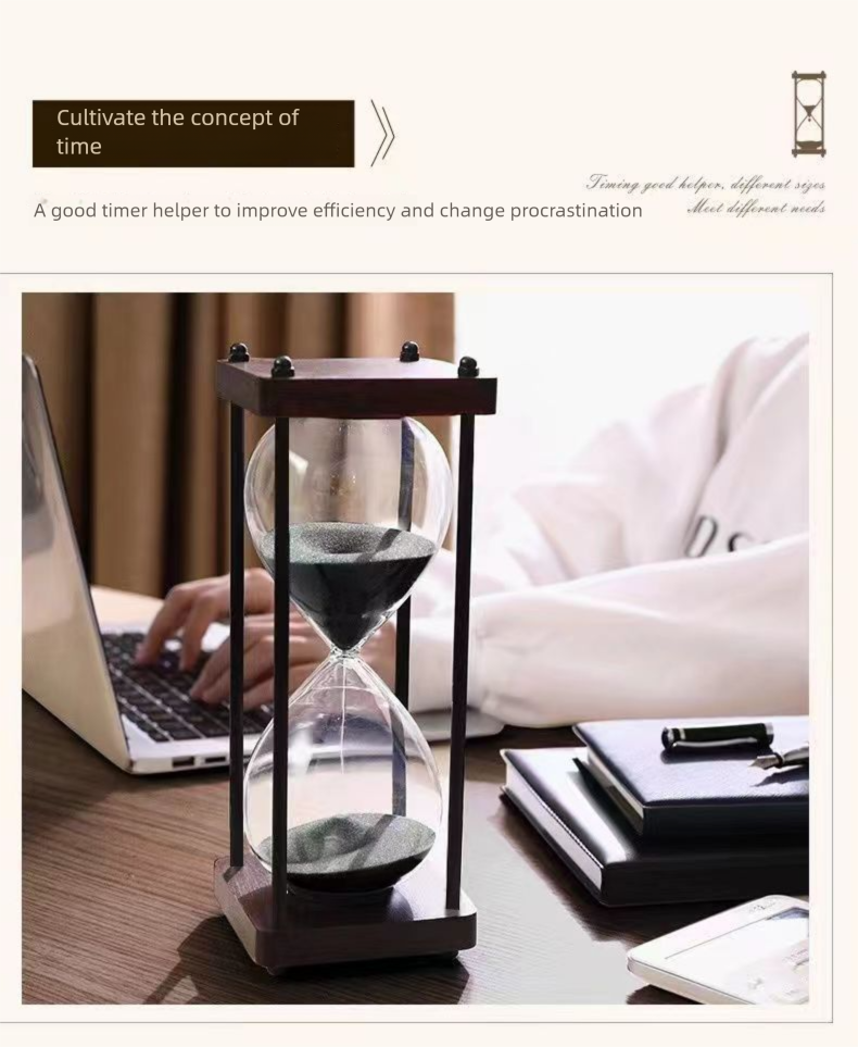 Simple Modern Geometric Glass Hourglass Ornament Creative Anti-Fall Children's Half-Hour 60-Minute Timer_voghion.com