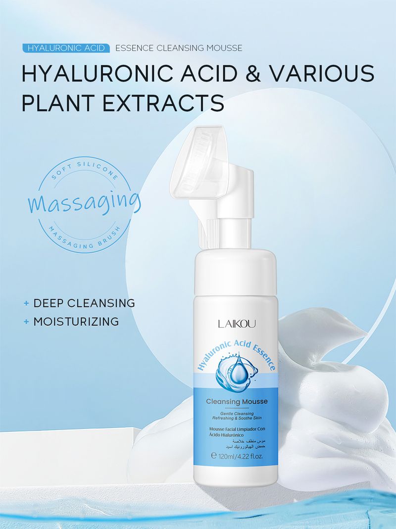 Detergenti Mousse detergente all'acido ialuronico 120 ml Nuova confezione Pulizia del viso Pori rinfrescanti Prodotti per la cura della pelle_voghion.com