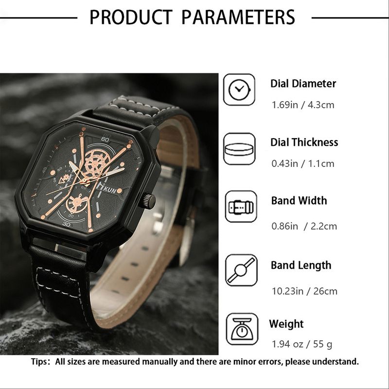 Unisex Accessories double layer square case belt casual sports personality bracelet set quartz watch_voghion.com