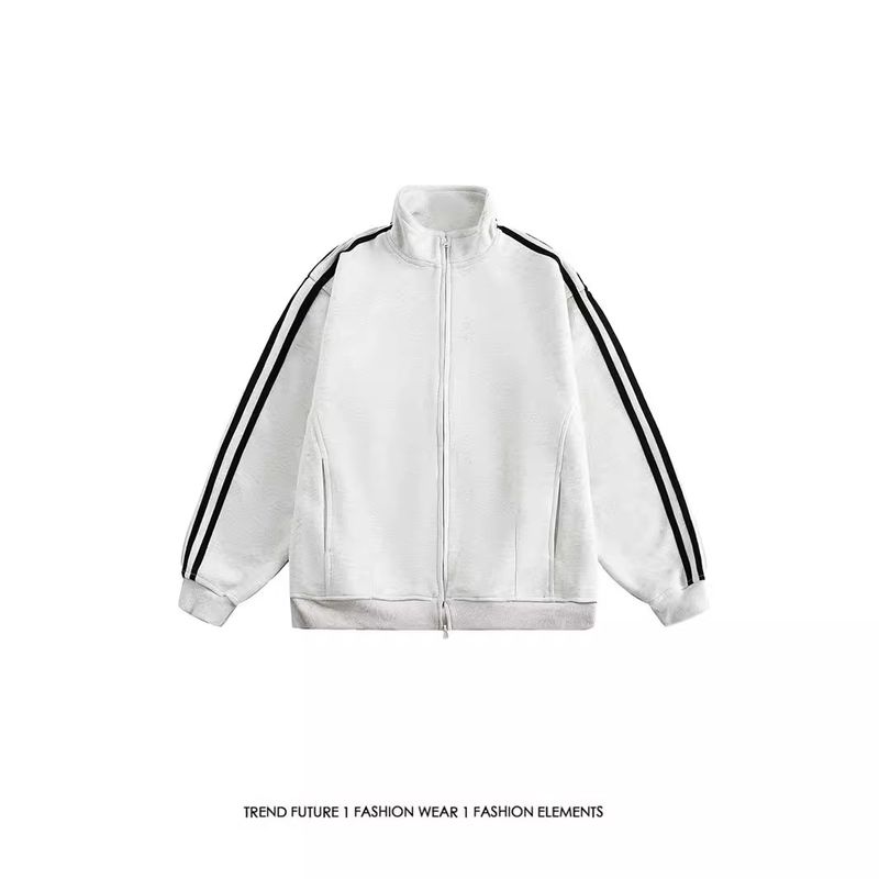 Veste à col montant à trois bandes de style américain CT pour homme, veste ample à double fermeture éclair tendance pour l'automne, pour couple_voghion.com