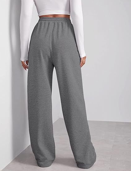 Pantaloni da jogging casual da donna, a vita alta, a gamba larga, con coulisse elastica, comodi pantaloni da salotto per l'uso quotidiano_voghion.com