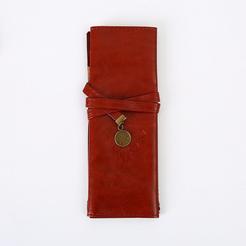 Yaratıcı Etnik Stil PU Deri Alacakaranlık Kalem Çantası Rulo Kalem Perde Kore Retro Basit Büyük Kapasiteli Kırtasiye Kutusu_voghion.com