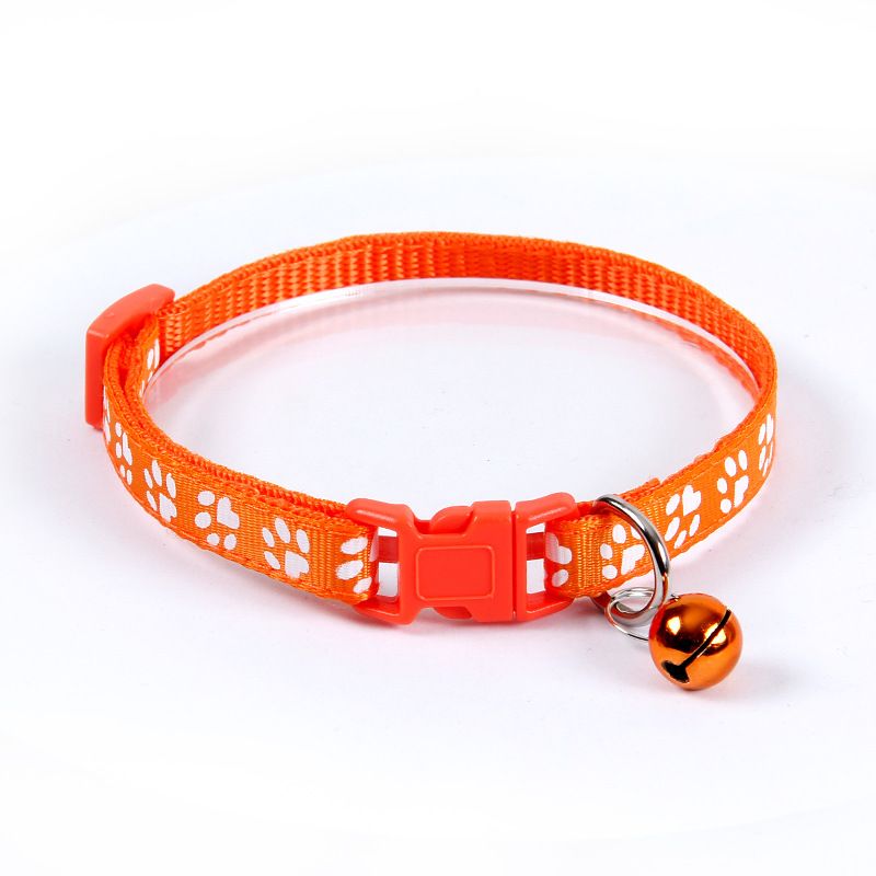 Collare per animali domestici con fascia per collo a forma di orsacchiotto e campana con impronta di piede_voghion.com