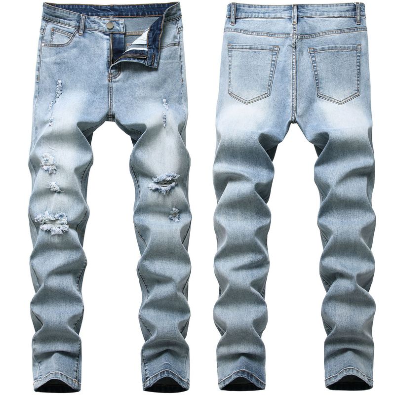 Jeans da uomo con design originale, pantaloni elasticizzati slim fit e forati_voghion.com