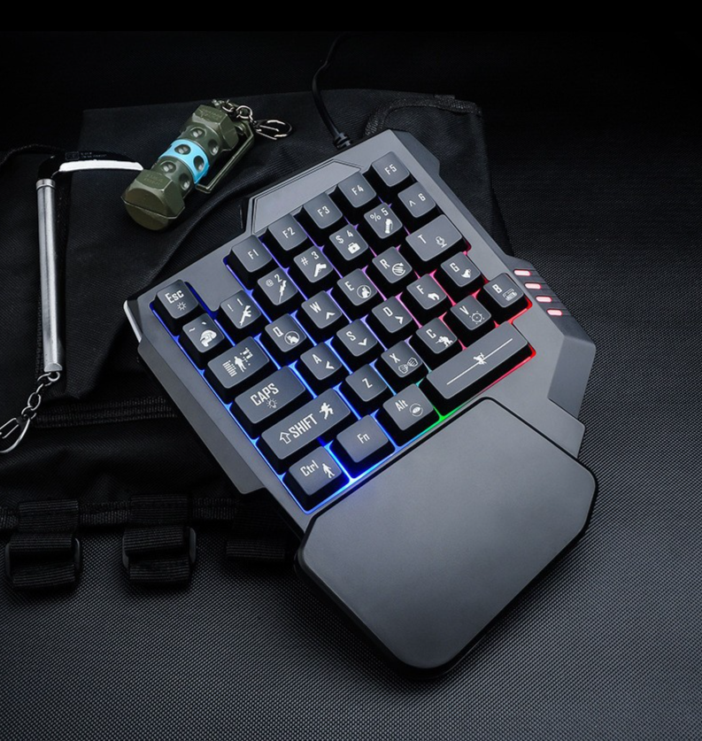 Fabriek Groothandel Eenhandige Mechanische Troon PUBG Mobiele Gamecomputer Lichtgevend Toetsenbord Vrede Elite Patroon_voghion.com