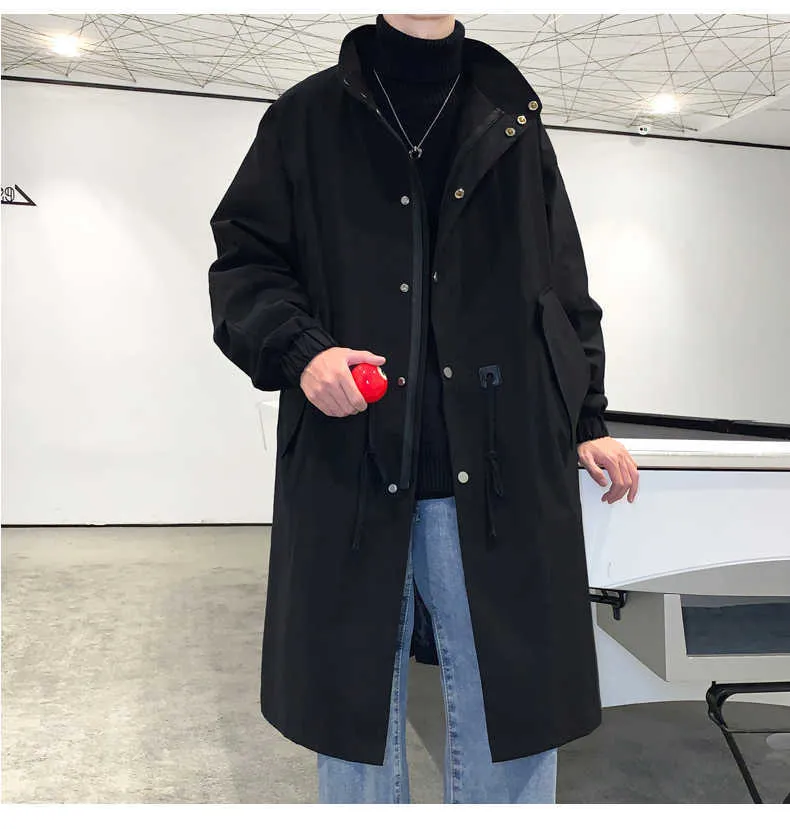 Cappotti da uomo alla moda con colletto rovesciato, tinta unita, trench, autunno inverno, monopetto, finto, 2021, giacca a vento casual_voghion.com