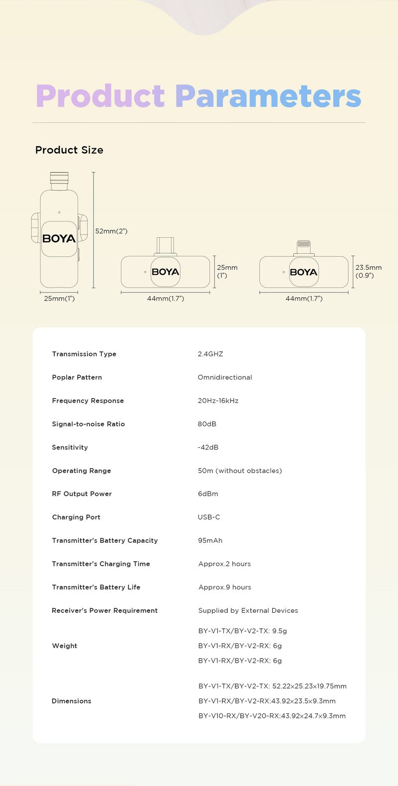 BOYA BY-V-P Wireless Lavalier Lapel Microphone For IPhone15 14 Android Type-C Smartphone YouTube Recording Gaming_voghion.com