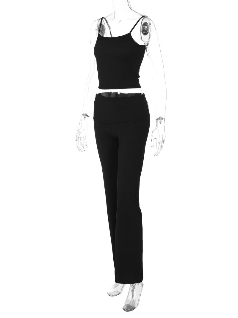 European and American style women's clothing 2024 summer new product fashion street auction crop tank top slim fit pants_voghion.com