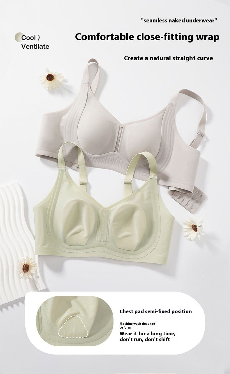 Ropa interior sin costuras con copas de orejas de conejo para mujer, exhibición de pecho grande ultrafina, colección pequeña, sujetador de pecho accesorio,_voghion.com