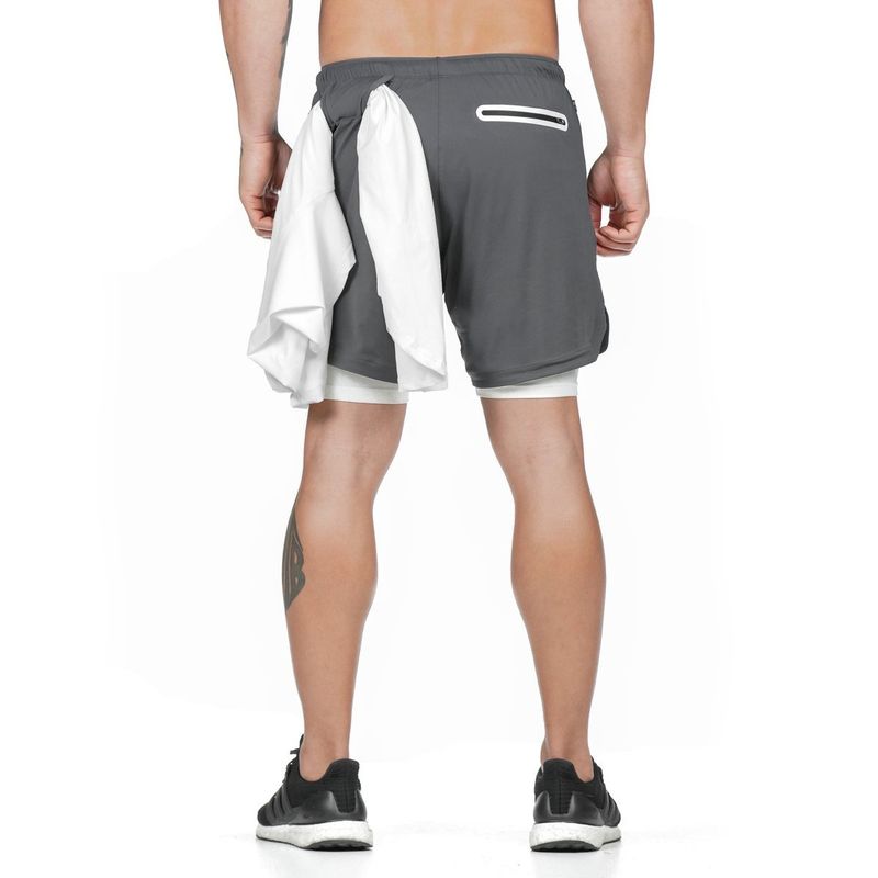 Men's Quick-Dry Training Shorts - 2-Layer Gym & Beach Hybrid With Mesh Liner (Basketball Weightlifting & Running No-Logo Design)_voghion.com
