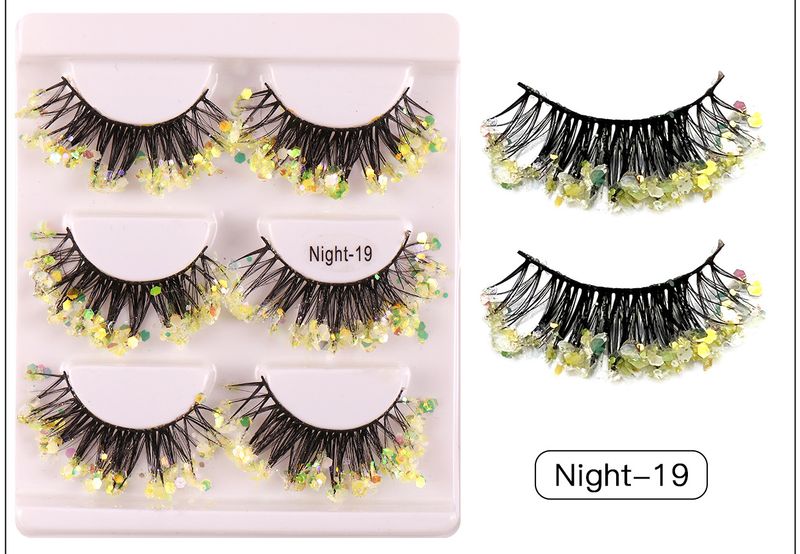 Lash extension set Night Glitter False Eyelashes 3 pairs of stage makeup Colored Glitter false eyelashes_voghion.com