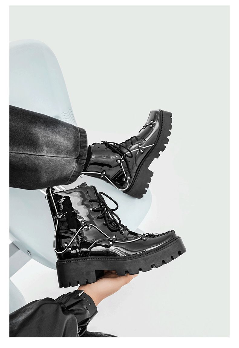 Men’s Shoes lace up niche design Martin boots thick soled platform cake British style cool single boots_voghion.com