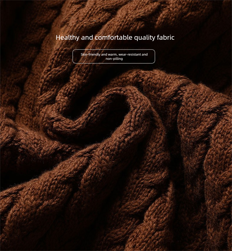 Ribbed Twist Half Turtleneck Knitted Men's Sweater 2025 Winter New Thickened Warm Youth Cotton Base Shirt_voghion.com