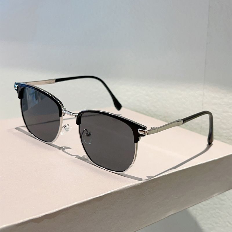 New Personalized Metal Half-frame Sunglasses Retro Anti-glare Sunglasses_voghion.com