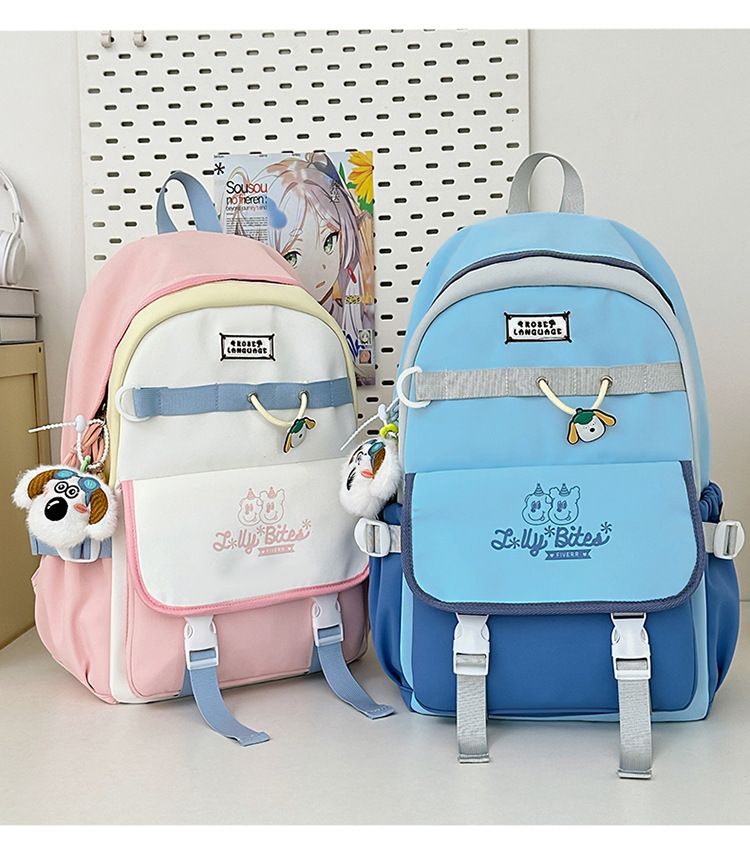 Stijlvolle unisex rugzak voor studenten - lichtgewicht nylon schooltas met gevoerde banden en levendig kleurenblokontwerp_voghion.com