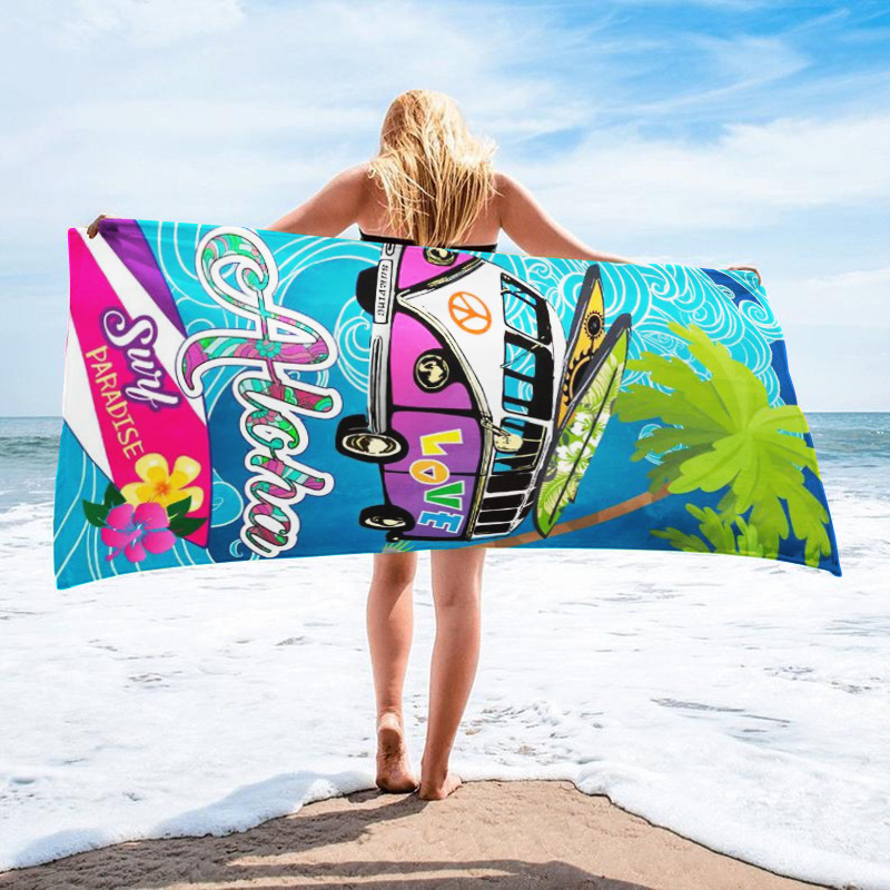 Bedrucktes Surfhandtuch, Strandtuch aus ultrafeinen Fasern, saugfähiges Strandtuch für Erwachsene_voghion.com