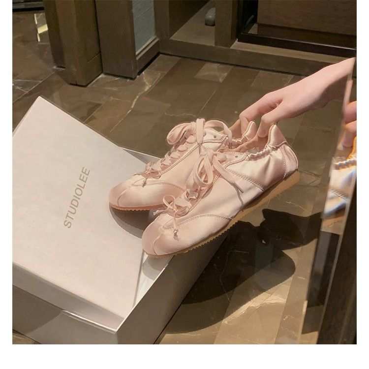 Schaffell Version Ballett Stil Süße Mädchen Runde Kopf Satin Sport Schuhe Bogen Freizeit_voghion.com