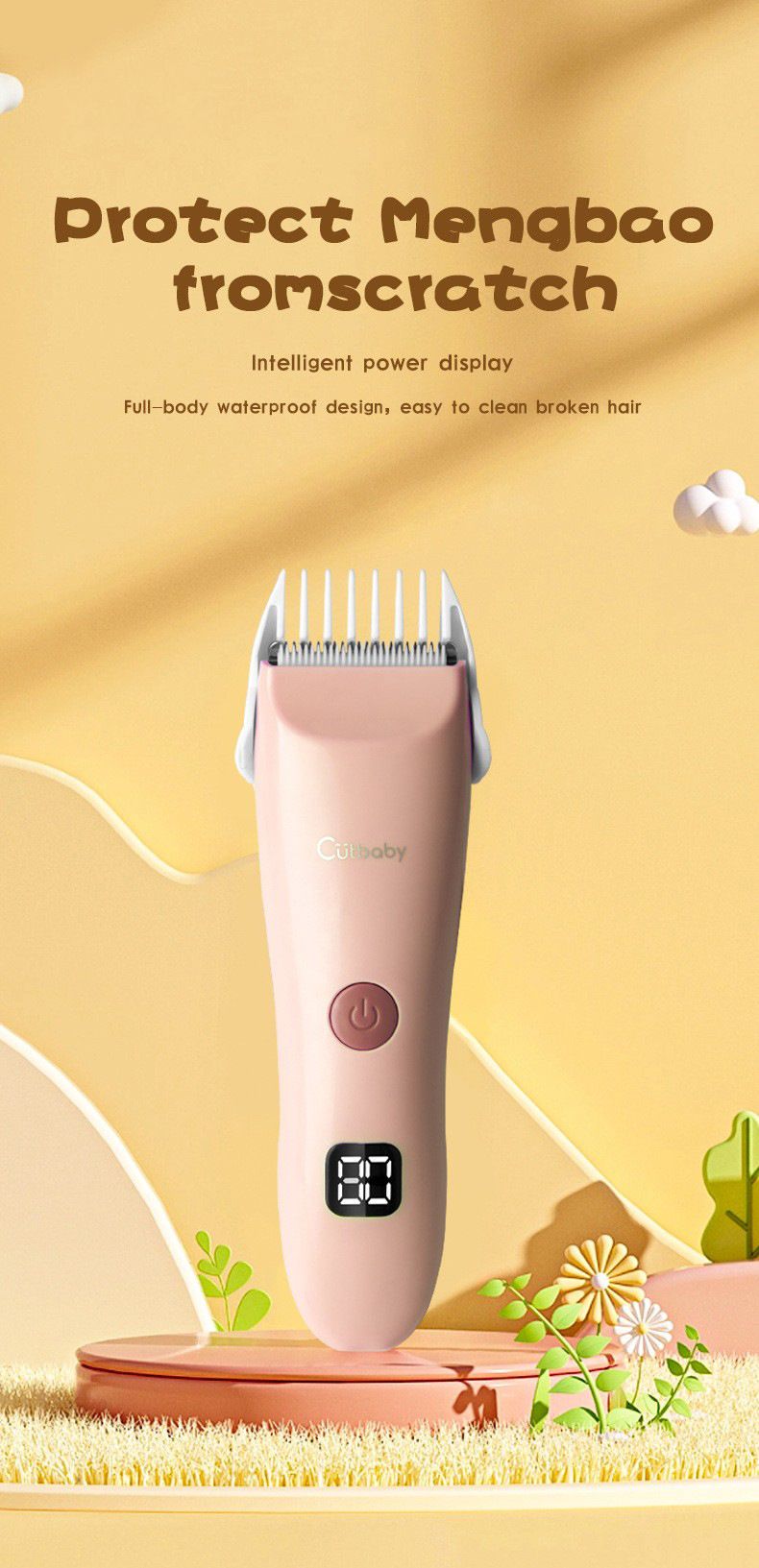 Tagliacapelli elettrico per bambini con lama in ceramica, strumento per lo styling dei capelli dei bambini_voghion.com