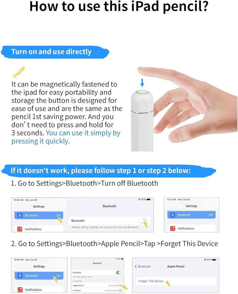 Universal Stylus For IPad (10th/9th Gen) – Fast Charge, Palm Rejection, Tilt Support, Works With All Recent IPad Models (Air/Mini/Pro 11"/12.9")_voghion.com