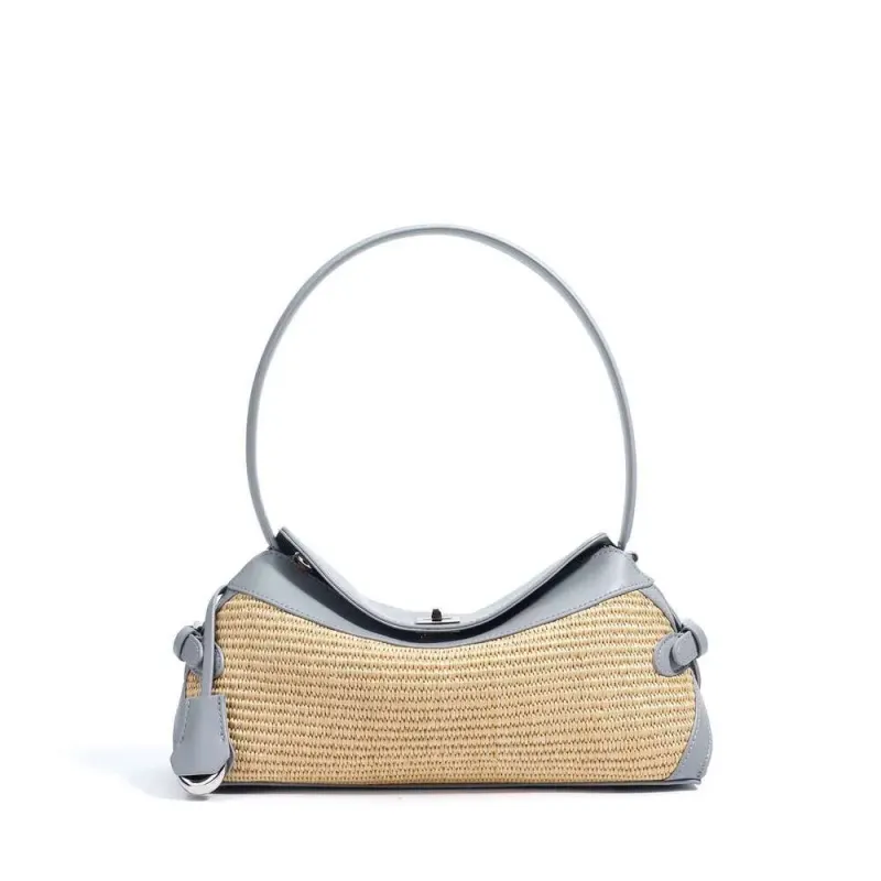 High Quality Bags Women Niche Design Genuine Leather Underarm Designer Straw Weaving Shoulder Woven Simple Fashion_voghion.com