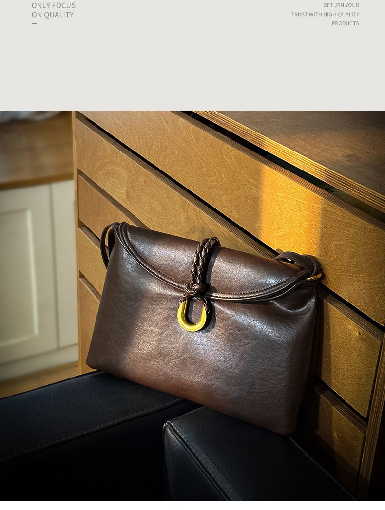 Borsa a tracolla da donna in pelle conciata al vegetale, borsa da pendolare da donna in morbida pelle di grande capacità, borsa a tracolla semplice ed elegante._voghion.com