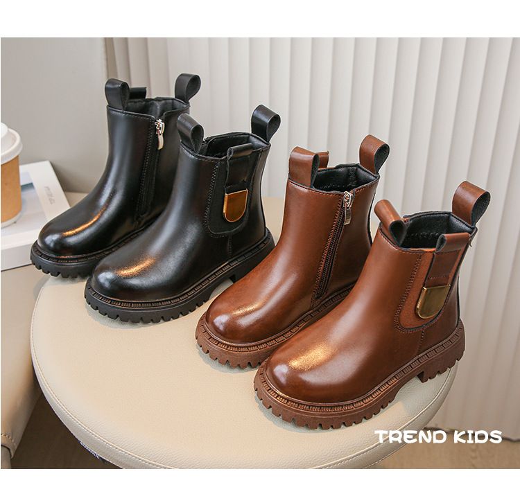 Chaussures pour enfants bottes Martin pour filles printemps et automne 2024 bottes courtes pour enfants de style britannique pour bébés filles bottes en cuir à semelle souple de style occidental_voghion.com