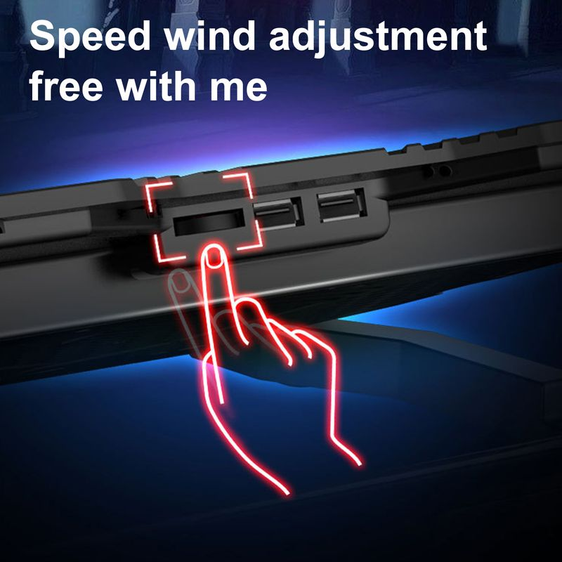 Xinweiqing K5 Killpad Fënnef Ventilatoren Komfortwénkel Duebel USB Ports Justierbar Wandgeschwindegkeet Laptop Killer fir Notebook_voghion.com